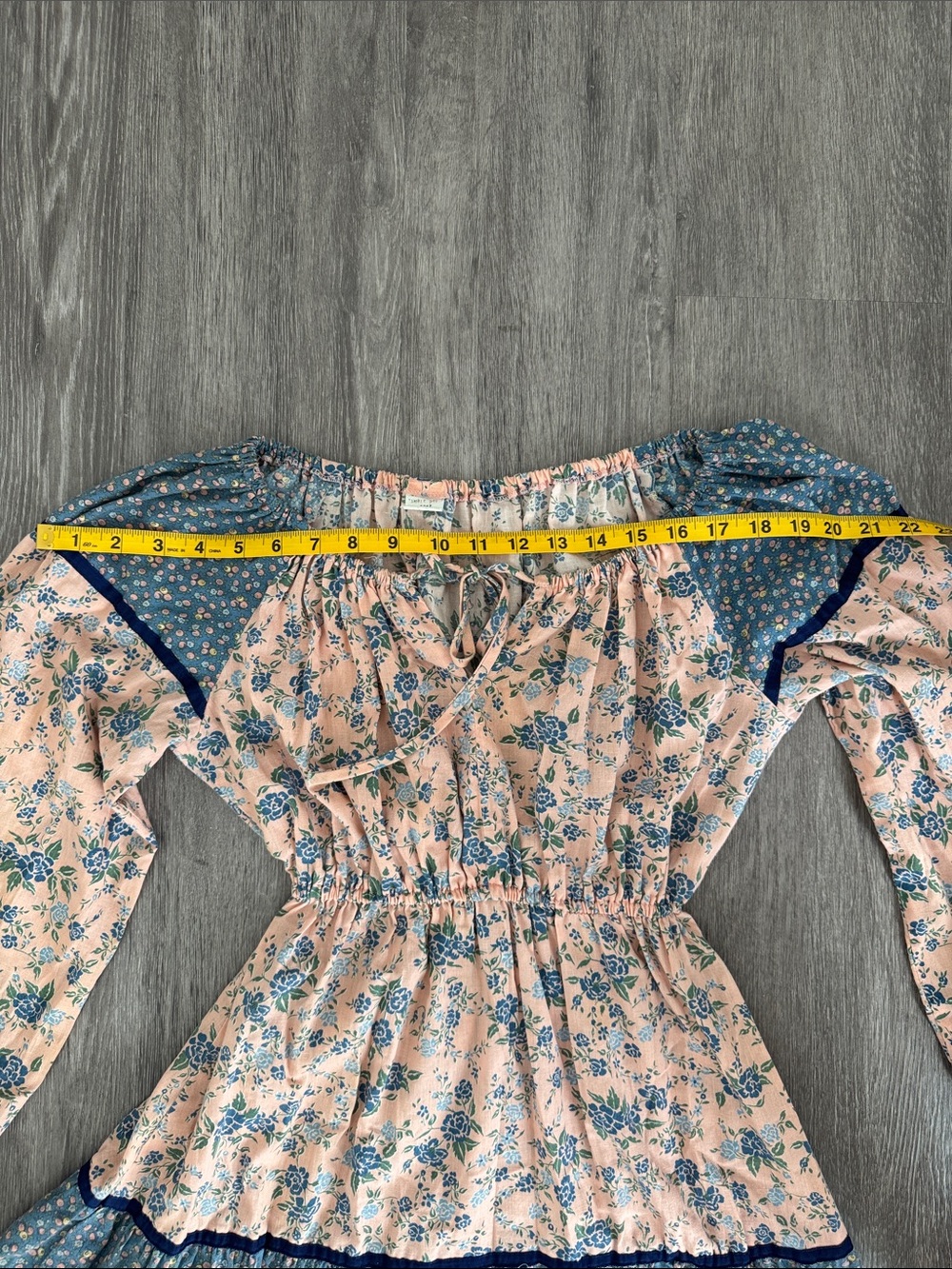Vintage 70s Pink and Blue Floral Tiered Peasant Dress - Picture 13 of 16